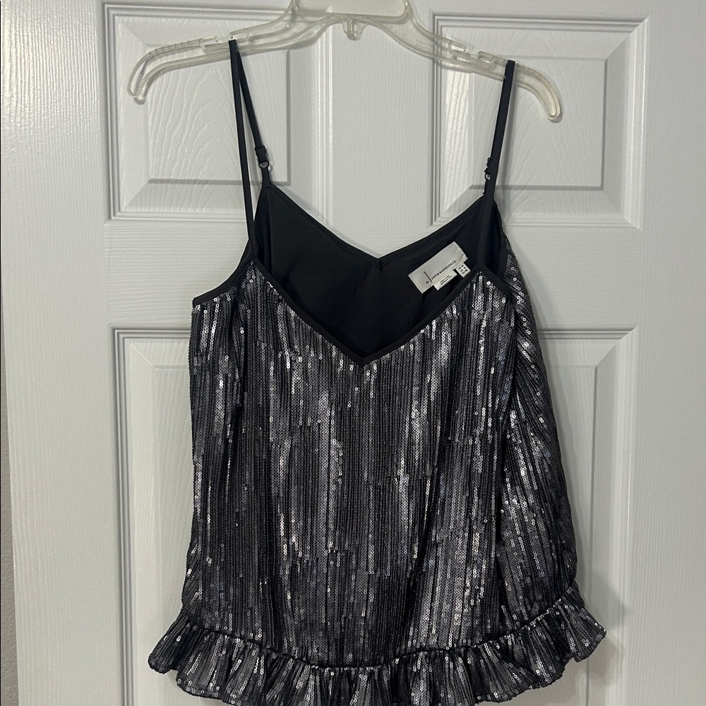 Anthropologie Black and Silver Sequin Camisole